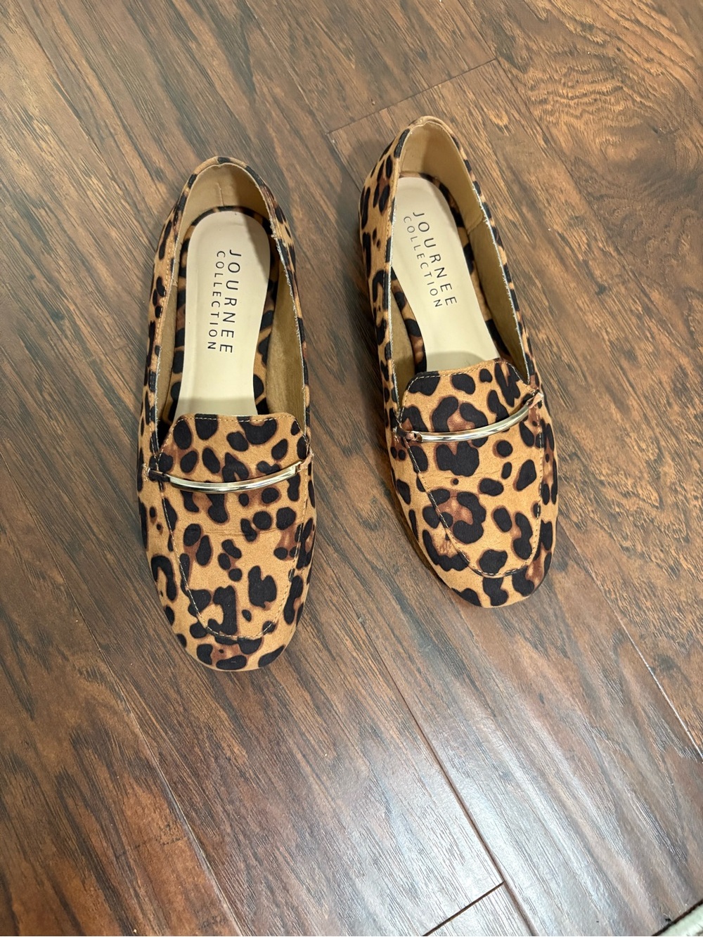 Journee Collection Leopard Print Loafers in Brown and Black Size 71/2